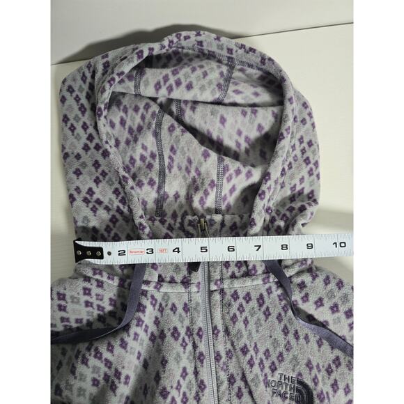 The North Face Womens Medium Grey Purple Fleece Hoodie Zip Jacket Layering Coat - Picture 3 of 9